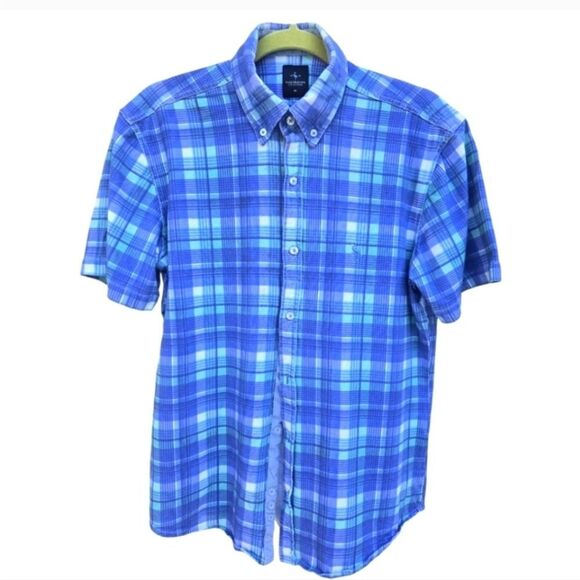 Men's Blue Plaid Shirt - Picture 2 of 6